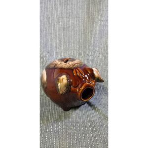 Vintage 1957 Corky Pig Brown Ceramic Piggy Bank Hull Pottery USA